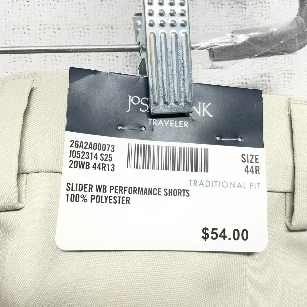 NWT JoS A Bank Golf Sport Shorts Mens 44 Rx 10‎ Khaki Traditional Fit Traveler